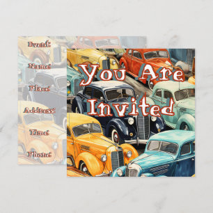 Invitation Motif de voitures anciennes