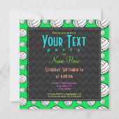 Invitation Motif de volley-ball Neon Green (Dos)