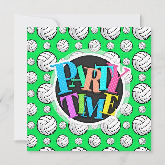 Invitation Motif de volley-ball Neon Green (Devant)