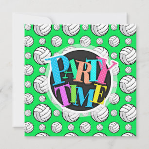 Invitation Motif de volley-ball Neon Green