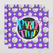Invitation Motif de volley-ball violet et blanc (Devant / Derrière)