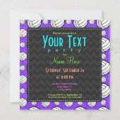 Invitation Motif de volley-ball violet et blanc (Dos)