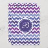 Invitation Motif de zigzag tribal de Chevron dans bleu et (Devant / Derrière)