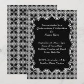 Invitation Motif décoratif noir et blanc Quinceanera (Devant / Derrière)