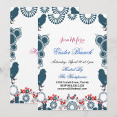 Invitation Motif décoratif Pâques Brunch Chick Birds Floral (Devant / Derrière)