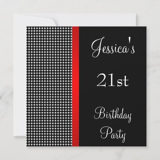 Invitation Motif des Dots Noirs et Blancs rouges (Devant)