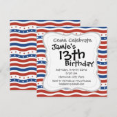 Invitation Motif des étoiles et des stries (Devant / Derrière)