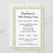 Invitation Motif des numéros vert et blanc de la fête du 80e  (Devant)