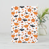 Invitation Motif d'Halloween | citrouille, chauve-souris, feu (Debout devant)