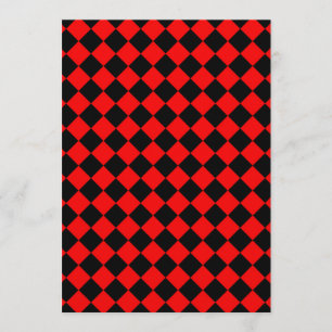 Invitation Motif diamant à carreaux rouge et noir