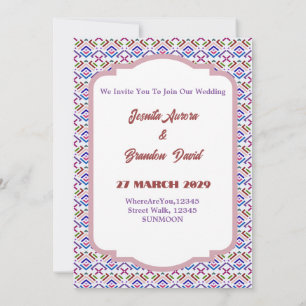 Invitation Motif diamant géométrique ethnique pastel moderne