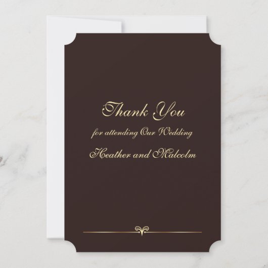 Invitation Motif diamant or sur Mariage brun Menu (Dos)