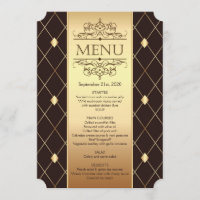 Motif diamant or sur Mariage brun Menu