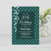 Invitation Motif Diamant Vert N'importe quel âge fête d'anniv (Debout devant)