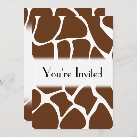 Invitation Motif d'impression de girafe en Brown foncé. (Devant / Derrière)