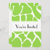 Invitation Motif d'impression de girafe en vert citron. (Devant / Derrière)