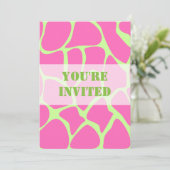Invitation Motif d'impression de girafe, rose vif et vert cit (Debout devant)