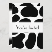 Invitation Motif d'impression de vache noire et blanche. (Devant / Derrière)