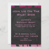 Invitation Motif d'impression monogramme rose et noir (Dos)