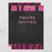 Invitation Motif d'impression monogramme rose et noir (Devant / Derrière)