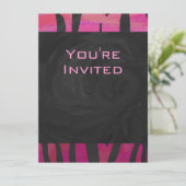 Invitation Motif d'impression monogramme rose et noir (Debout devant)