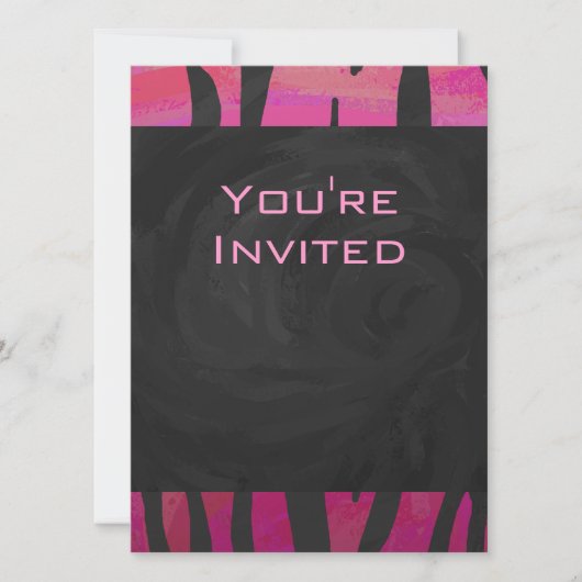 Invitation Motif d'impression monogramme rose et noir (Devant)
