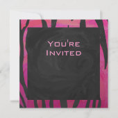 Invitation Motif d'impression monogramme rose et noir (Devant)
