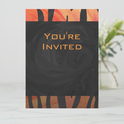 Invitation Motif d'impression monogramme Tiger chaud orange e (Debout devant)