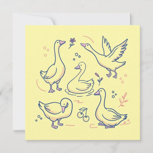 Invitation Motif d'oie drôle (Devant)