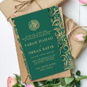 Invitation Motif d'or vert clair musulman Mariage musulman is