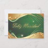 Invitation Motif doré de Noël avec fond vert (Devant)
