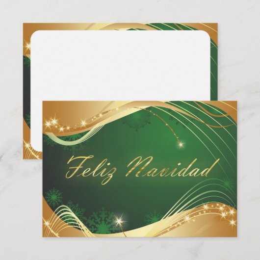 Invitation Motif doré de Noël avec fond vert (Devant / Derrière)