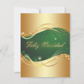 Invitation Motif doré de Noël avec fond vert (Devant)