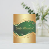 Invitation Motif doré de Noël avec fond vert (Debout devant)
