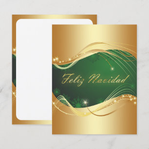Invitation Motif doré de Noël avec fond vert