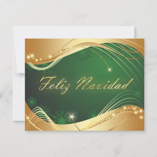 Invitation Motif doré de Noël avec fond vert (Devant)