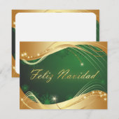 Invitation Motif doré de Noël avec fond vert (Devant / Derrière)