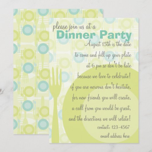 Invitation Motif du dîner (Devant / Derrière)