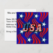 Invitation Motif du drapeau Abstrait & USA Texte Party Invita (Devant / Derrière)