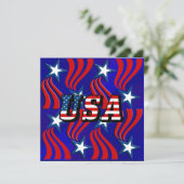 Invitation Motif du drapeau Abstrait & USA Texte Party Invita (Debout devant)