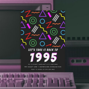 Invitation motif du parti des années 1990 Vintage fête d'anni