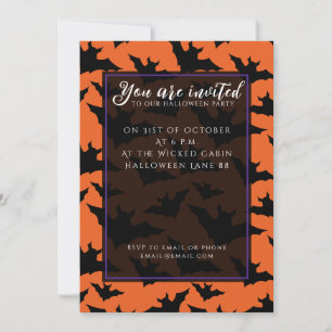 Invitation Motif effrayant de chauves-souris noires Halloween