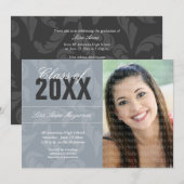 Invitation Motif élégant de boucles : Argent (Devant / Derrière)