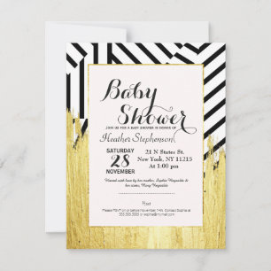 Invitation Motif Élégant de peinture dorée Faux Strokes & Str