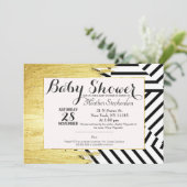 Invitation Motif Élégant de peinture dorée Faux Strokes & Str (Debout devant)