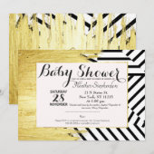 Invitation Motif Élégant de peinture dorée Faux Strokes & Str (Devant / Derrière)