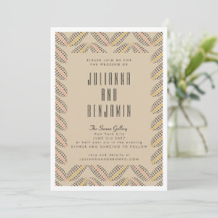Invitation Motif élégant de points abstraits Sable Noir Maria