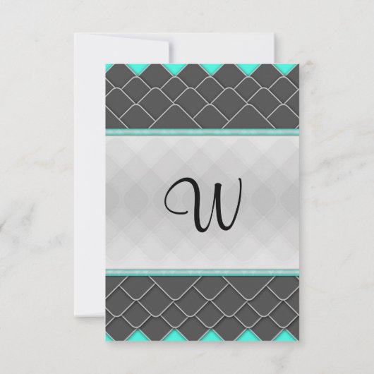 Invitation Motif élégant moderne noir, blanc et sarcelle néon (Dos)