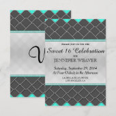 Invitation Motif élégant moderne sarcelle néon noir et blanc (Devant / Derrière)