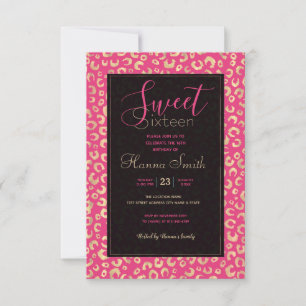 Invitation Motif Empreinte de léopard moderne Gold Pink